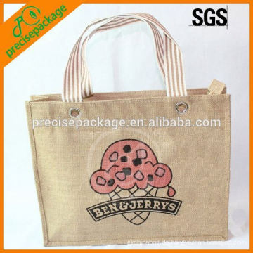 100% natürliche Jute Shopping Handtasche mit Cartoon-Logo